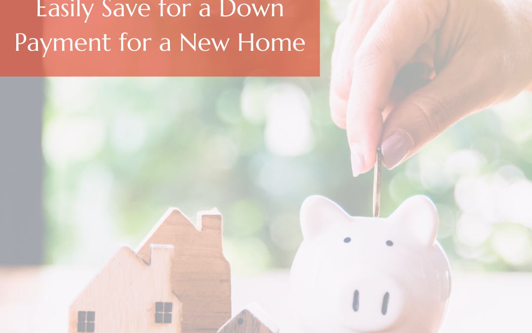 Hand putting coin into piggy bank with houses