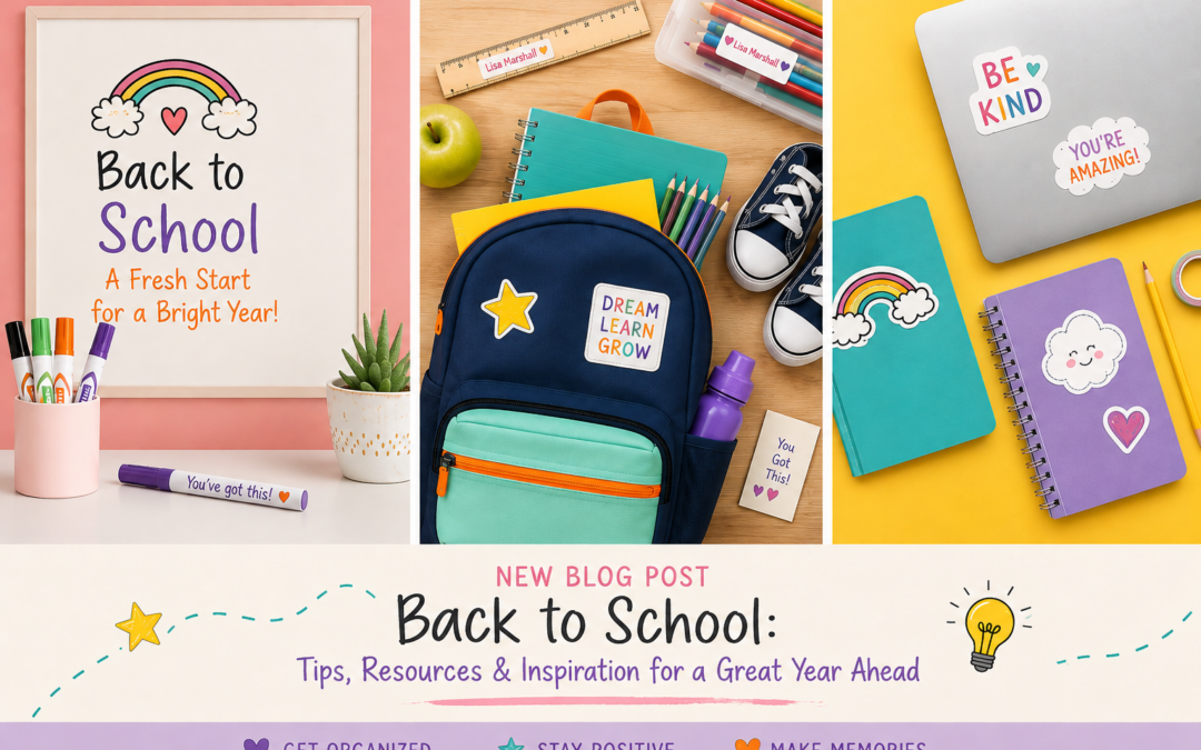 Cheerful backpack surrounded by colorful school supplies